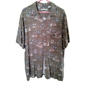 Batik Bay Men's Hawaiian Shirt Floral, Short Sleeve, Collared, Rayon Size XLT